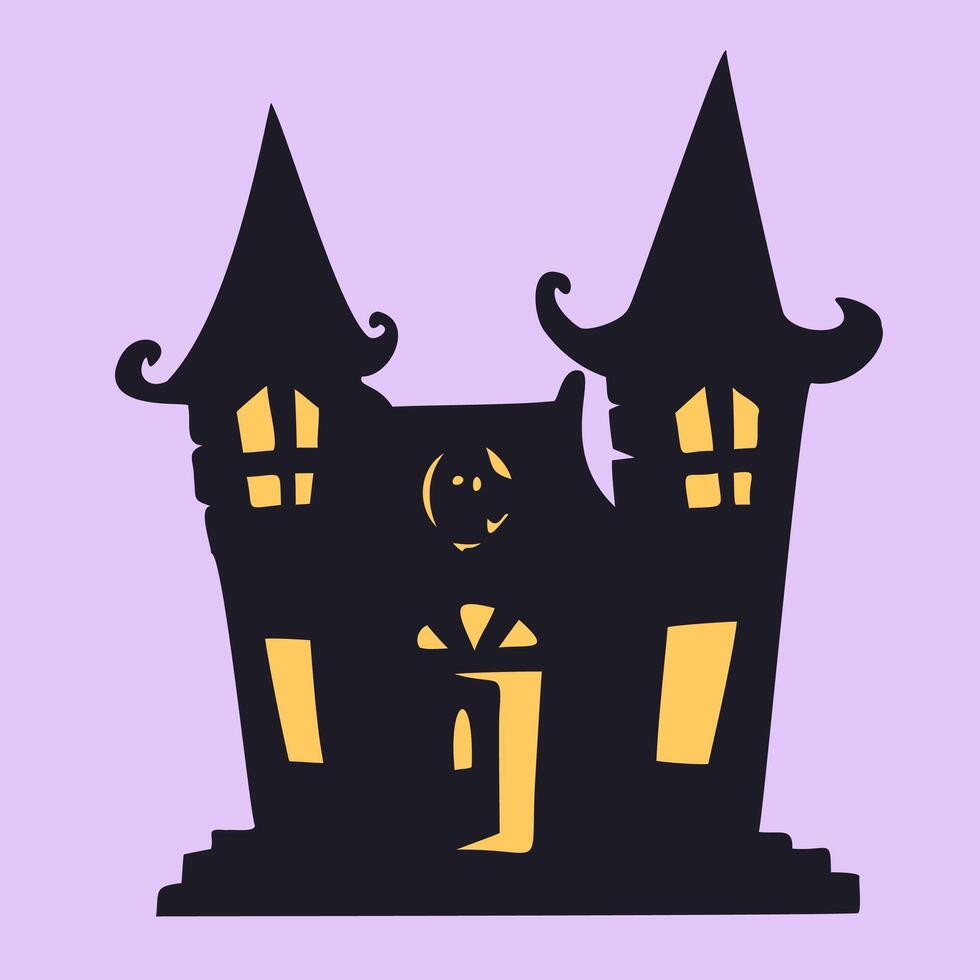 Halloween house with pumpkins and windows vector