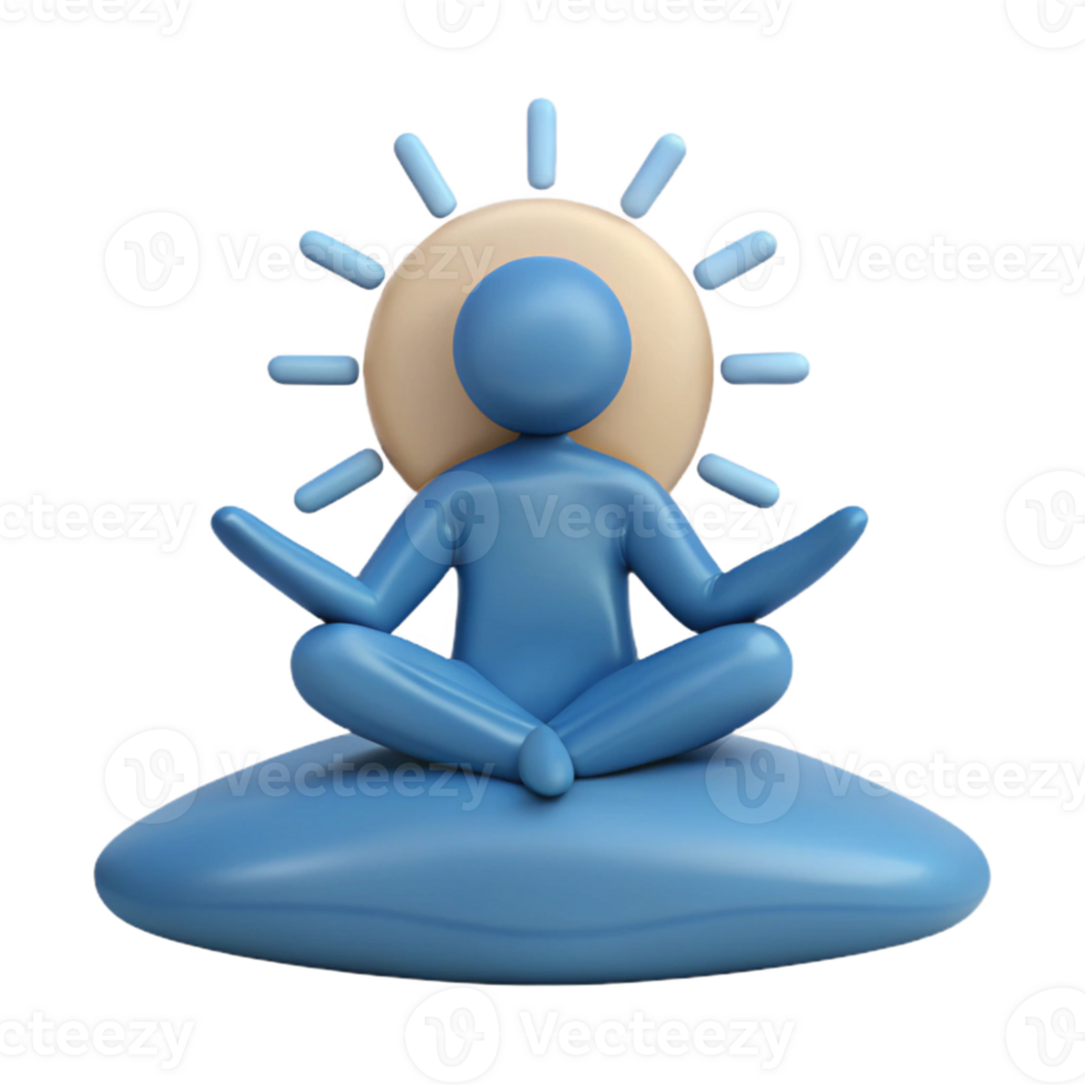 3D Illustration of a Person Meditating with a Sun Above png