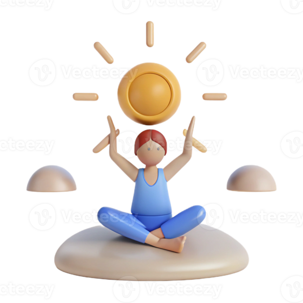 3D Illustration of a Person Practicing Yoga Under the Sun png