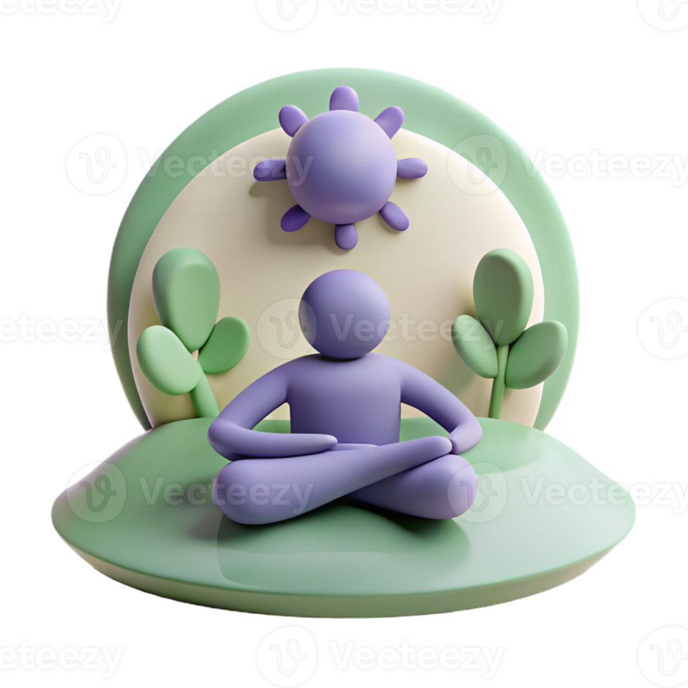 Peaceful Meditation in Nature 3D Illustration png