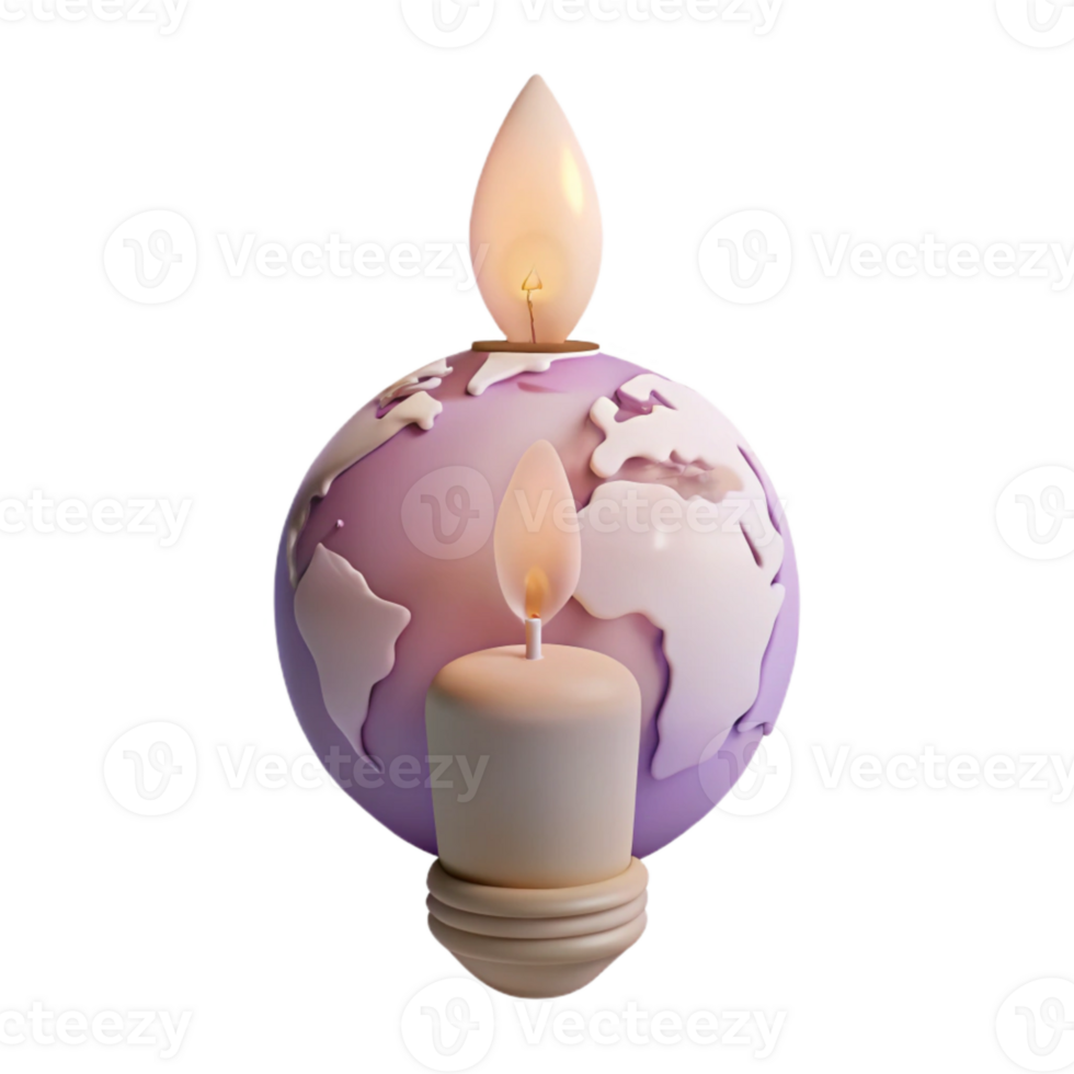 Earth, Candle, and Lightbulb A Symbol of Hope and Sustainability png