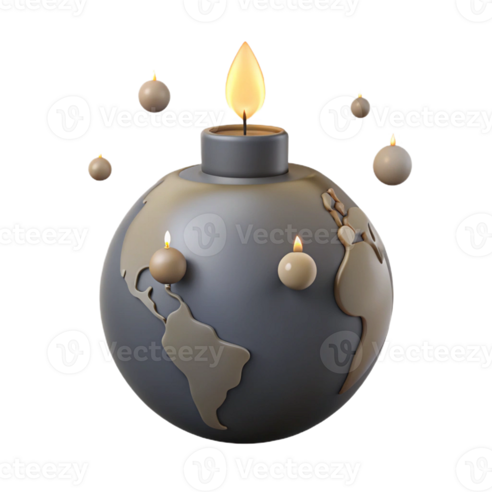 World on Fire A Burning Globe with Candles png