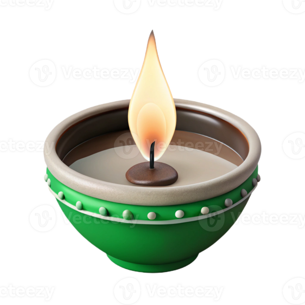 Green Candle Holder with Flame png
