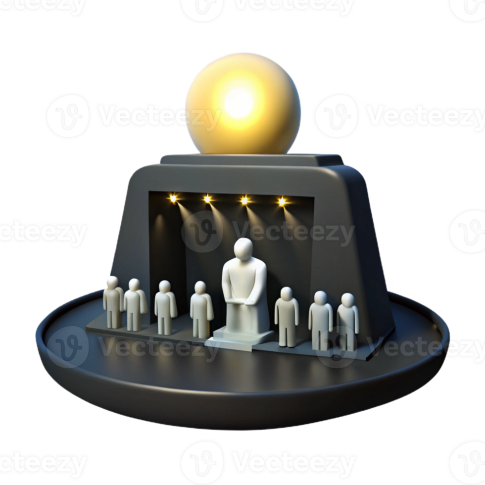 3D Render of People Under a Shining Sphere png