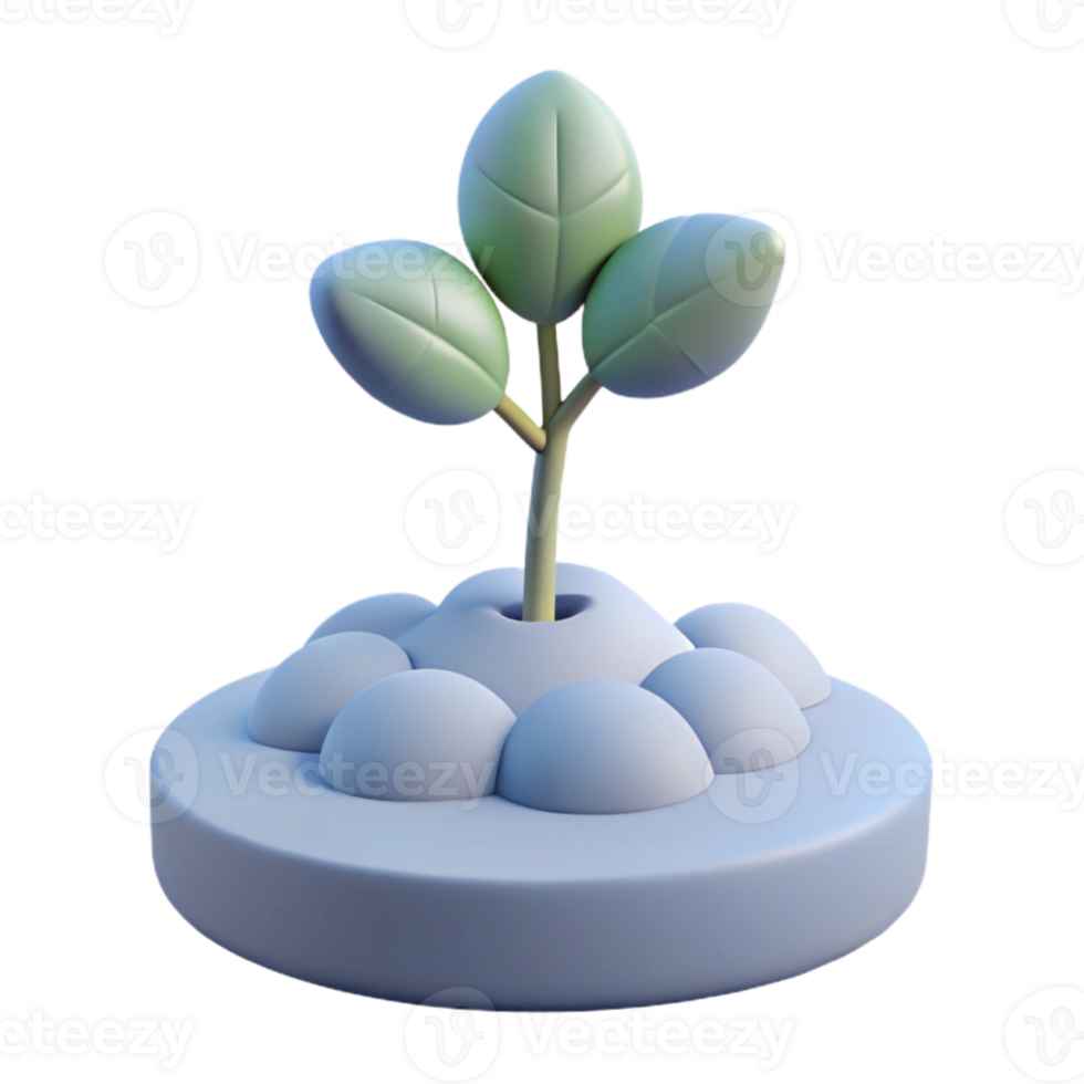 3D Rendered Sprout Growing from Soil png
