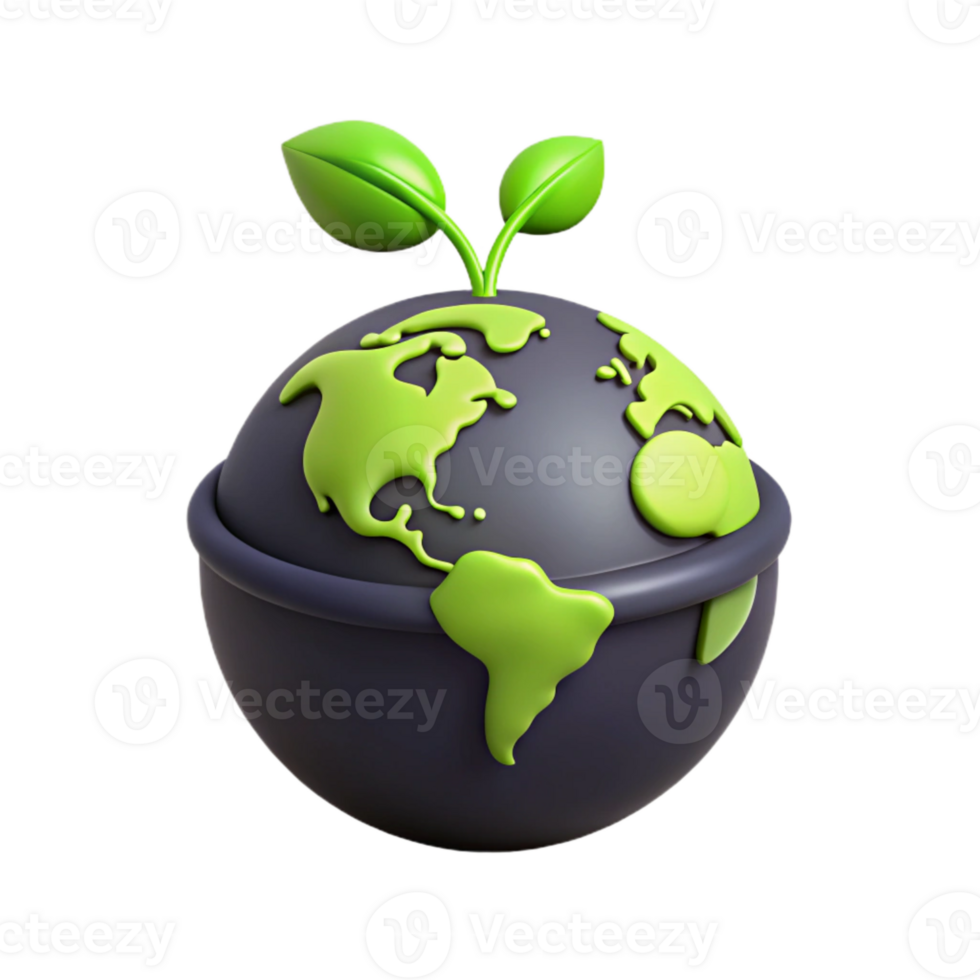 3D Globe with Sprouting Plant A Symbol of Sustainability and Growth png