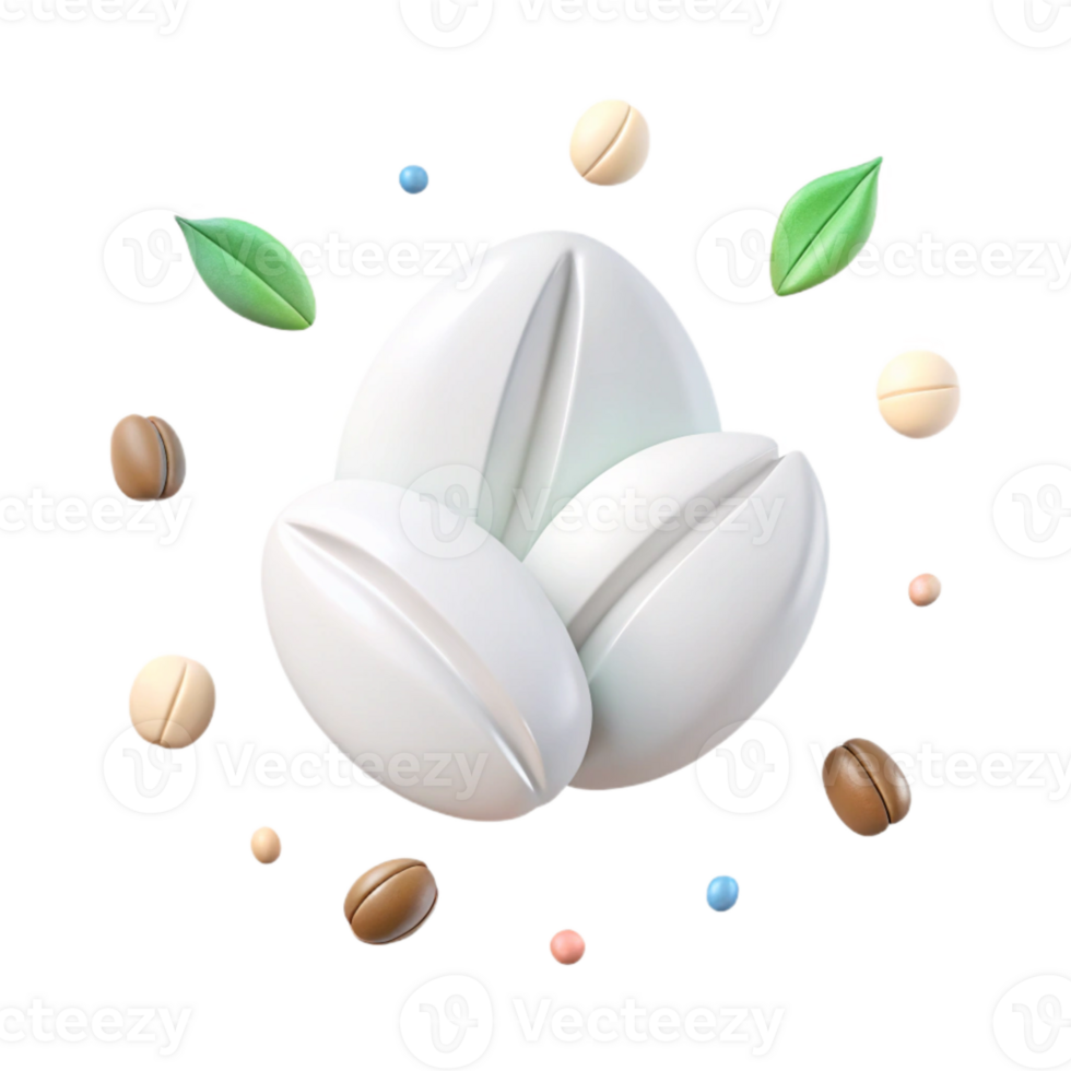 3D Render of White Pills and Colorful Spheres png