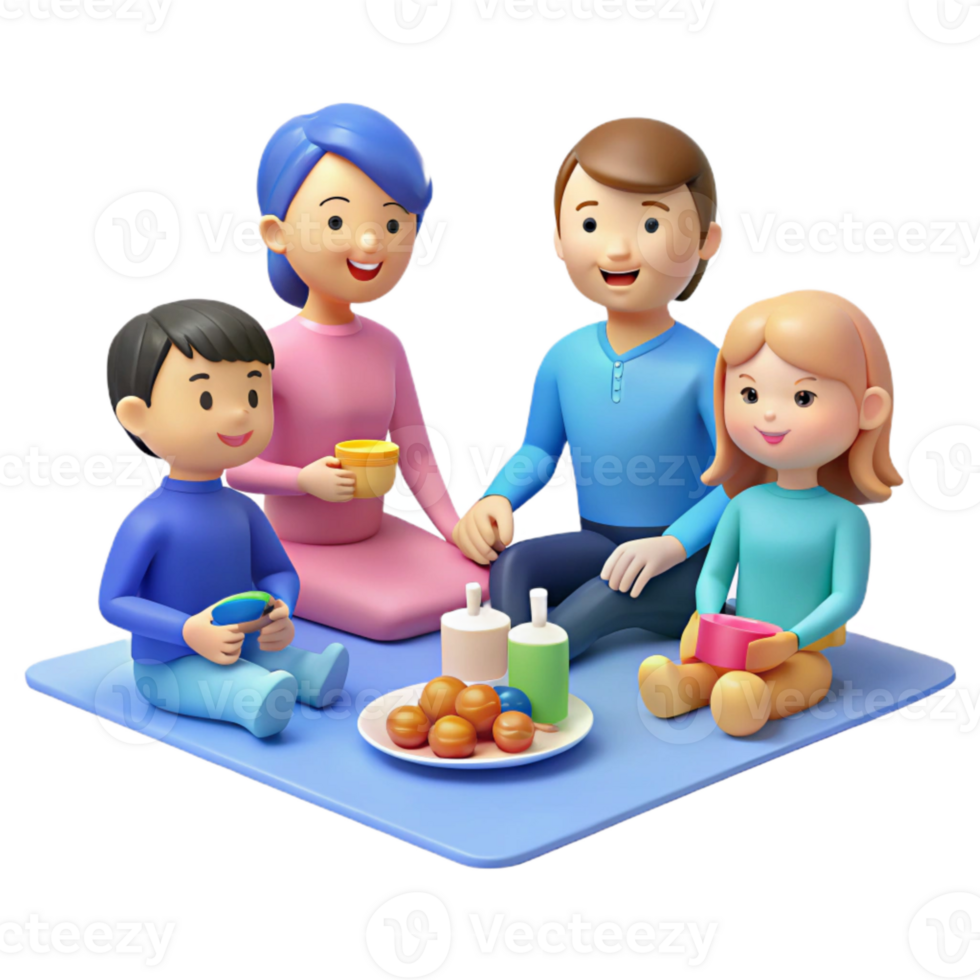 Happy Family Enjoying a Picnic Together png