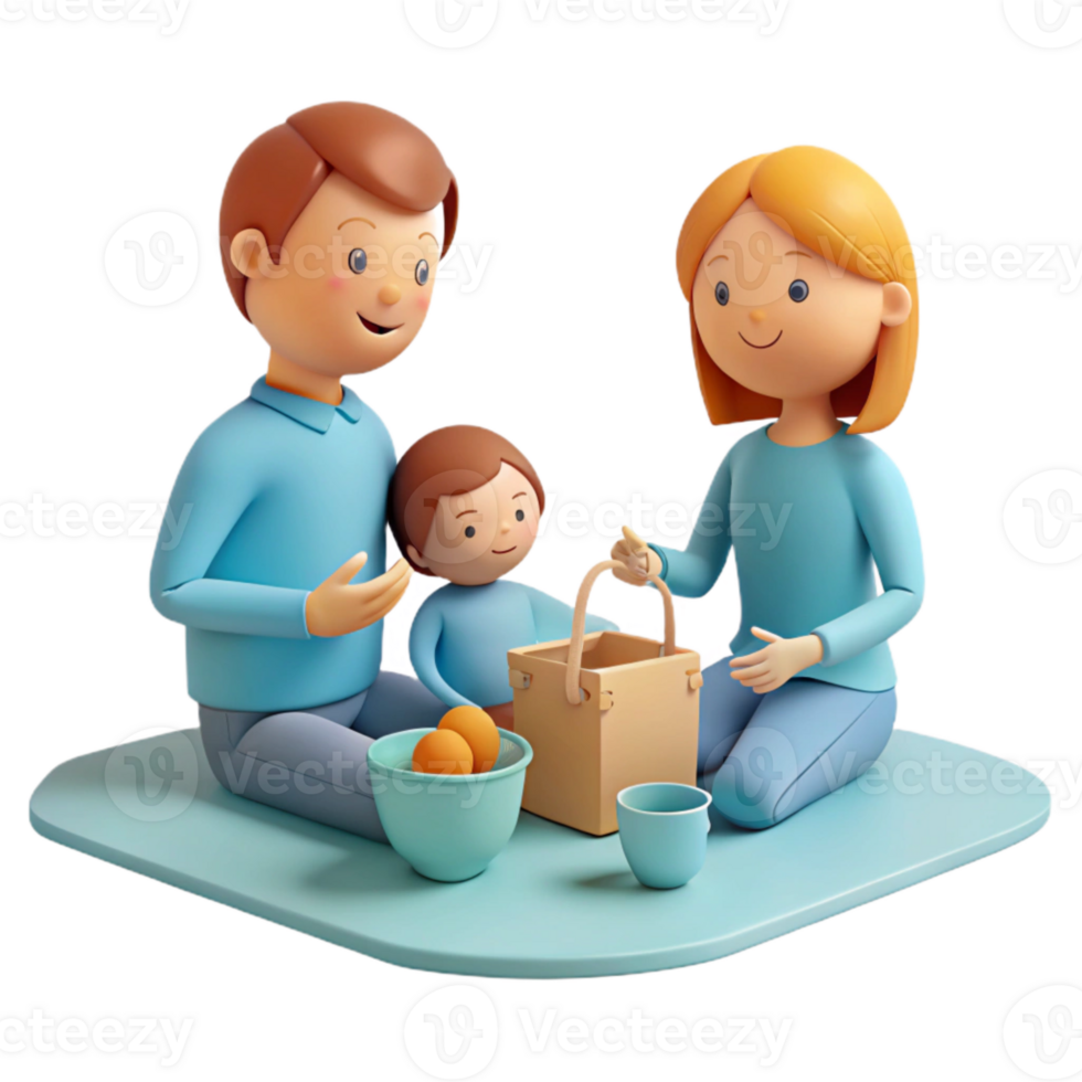 Happy Family Enjoying a Picnic Together png