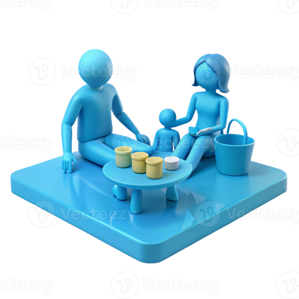 Family Sitting Around a Table with Drinks png