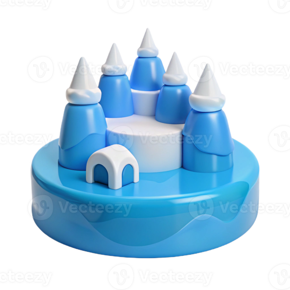 3D Rendered Ice Castle with Igloo png