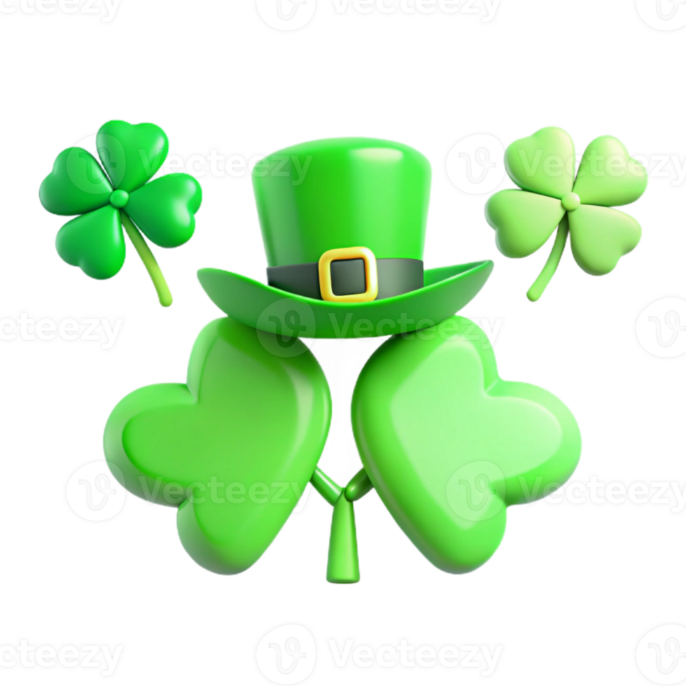 3D Clover Leaf Hat with Shamrocks png