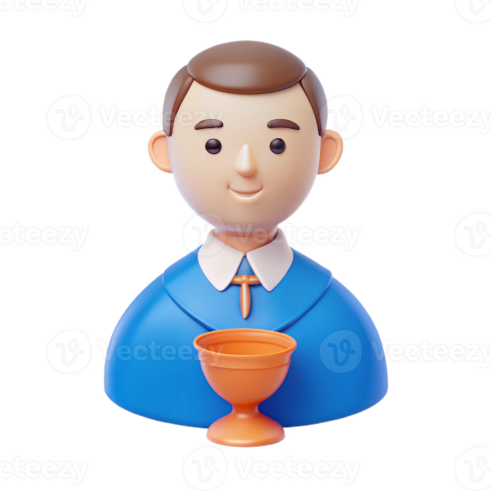 3D Cartoon Character Holding a Chalice png