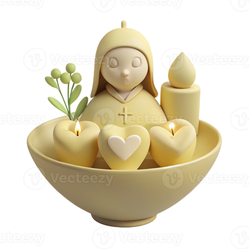 3D Render of a Yellow Figurine with Candles png