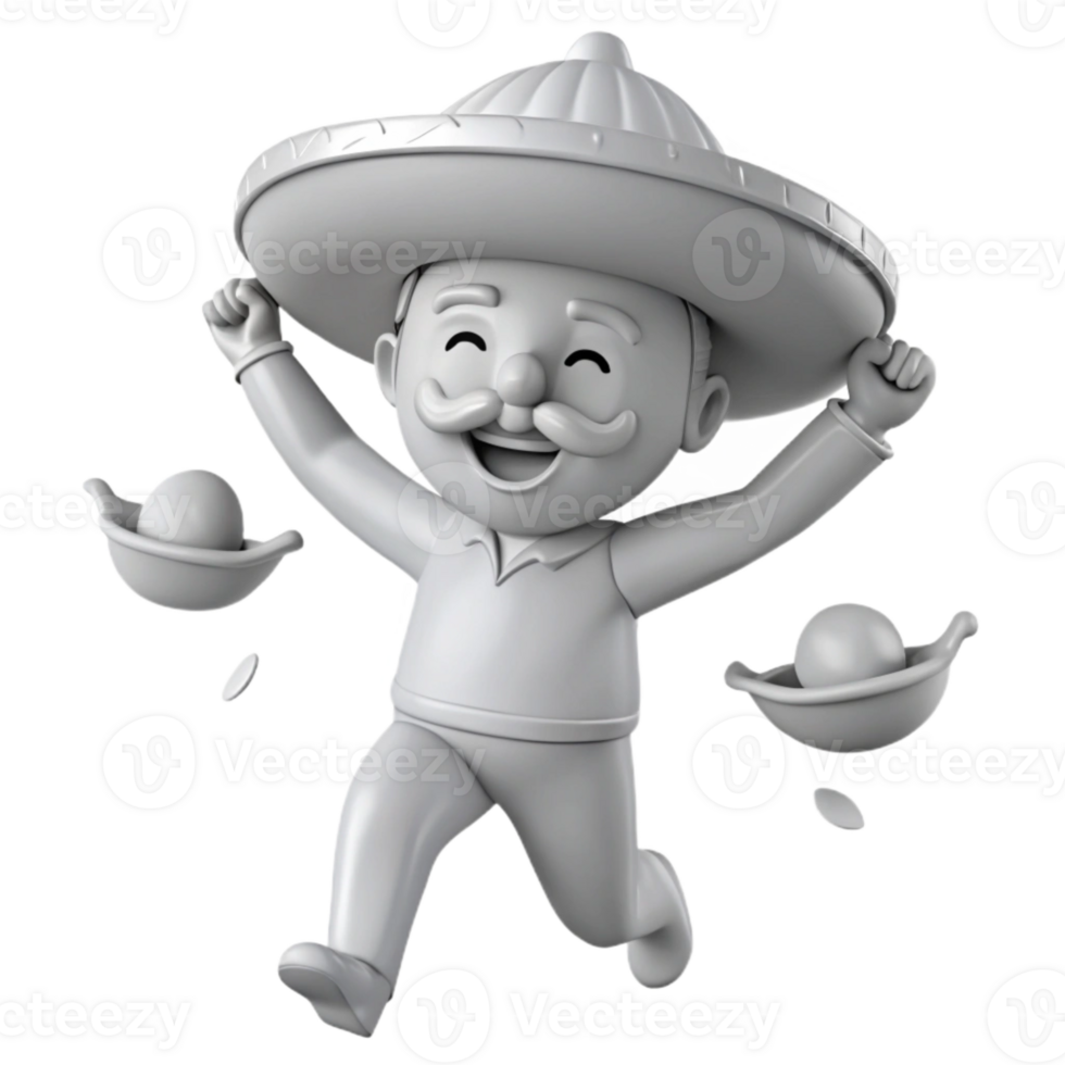 feliz desenho animado homem dentro sombrero com ouro moedas png