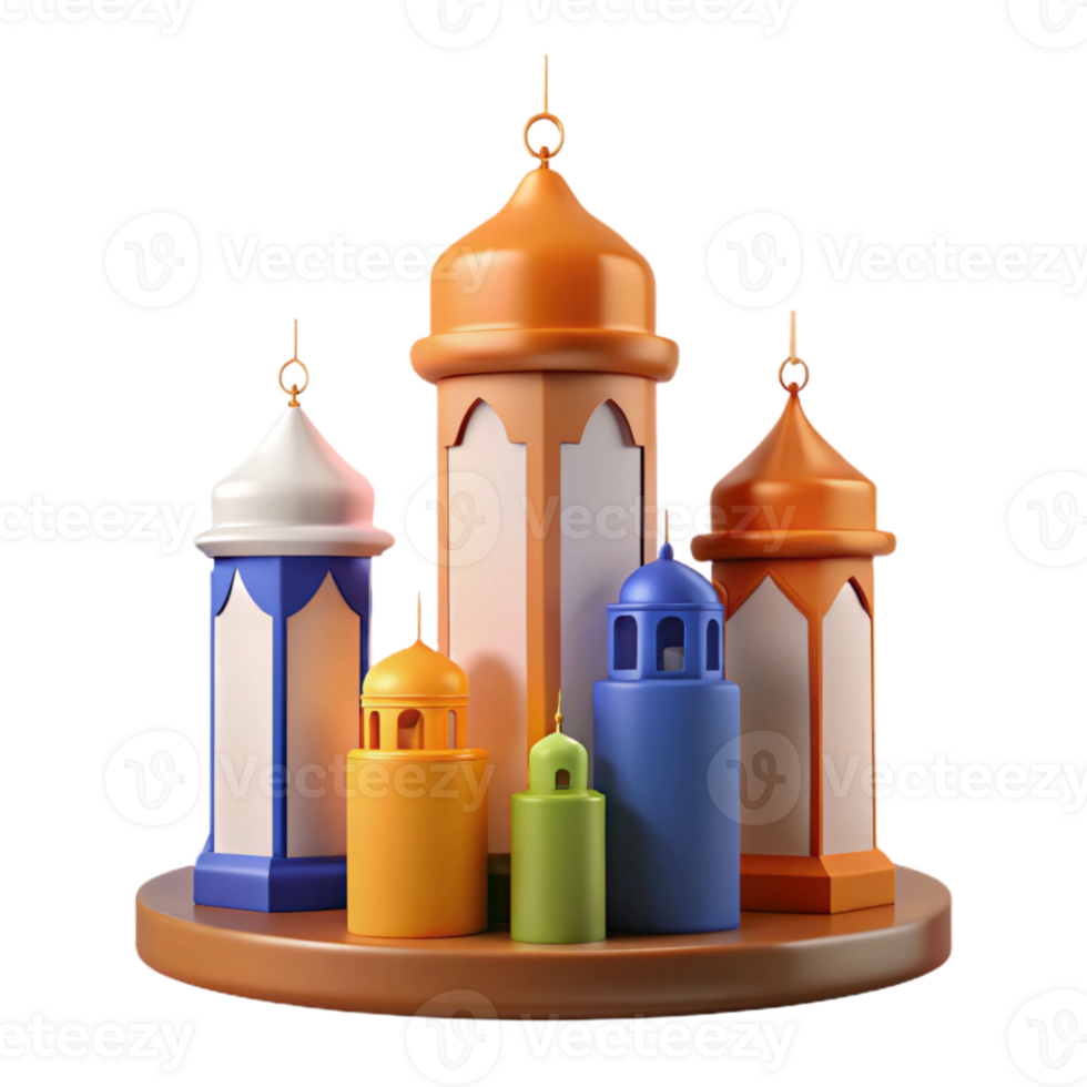 Ornate Lanterns with Domed Tops in a Festive Display png