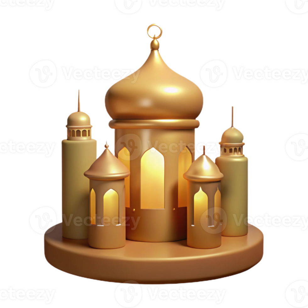 Golden Mosque with Illuminated Windows png