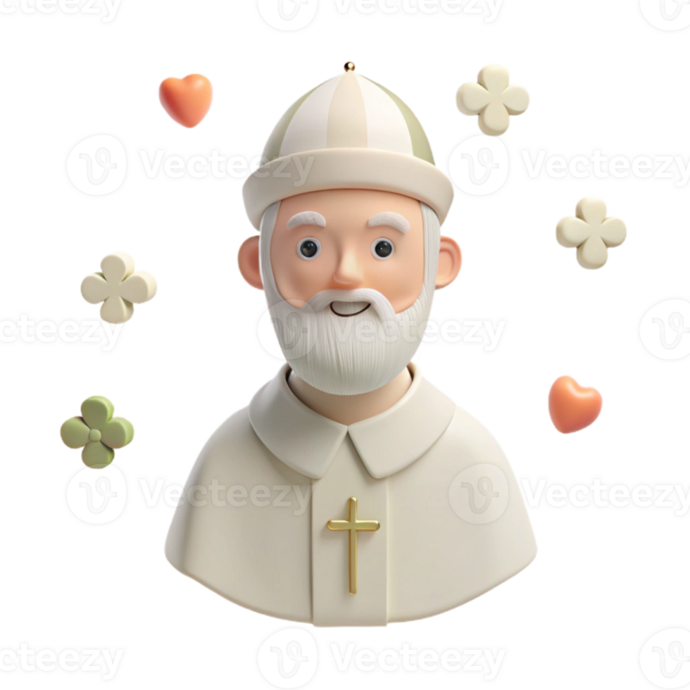 Smiling Priest with Cross in 3D png