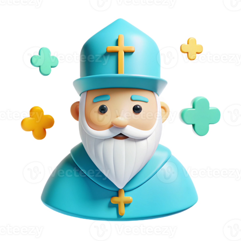 3D Render of a Religious Figure with a Cross png