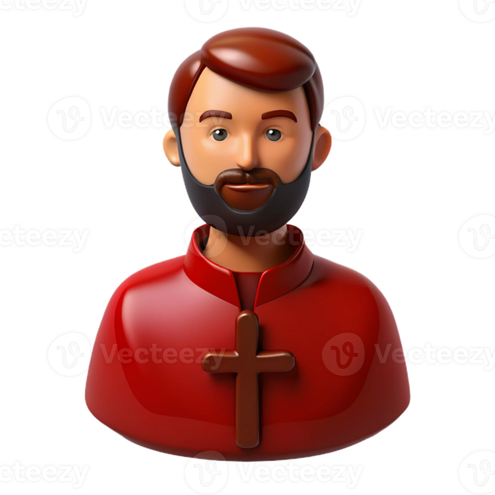 3D Cartoon Illustration of a Man Wearing a Red Robe with a Cross png