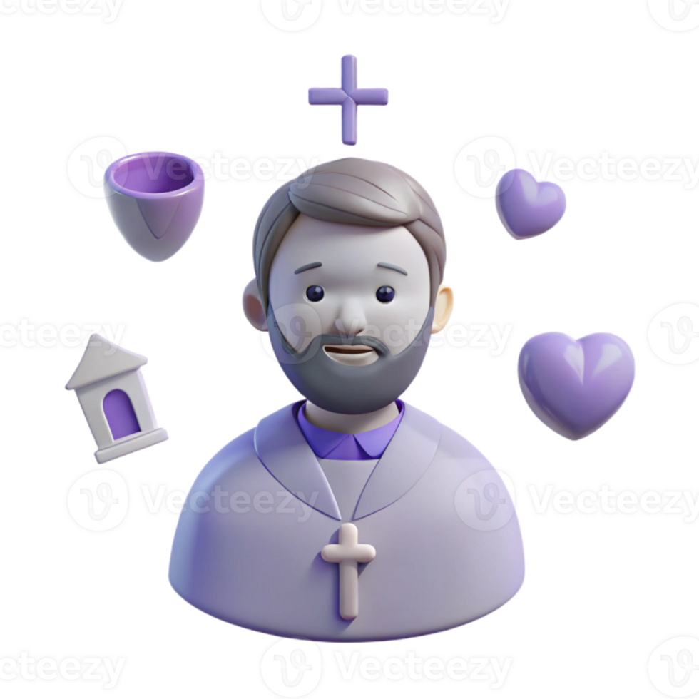 3D Rendered Illustration of a Religious Figure with Symbols png