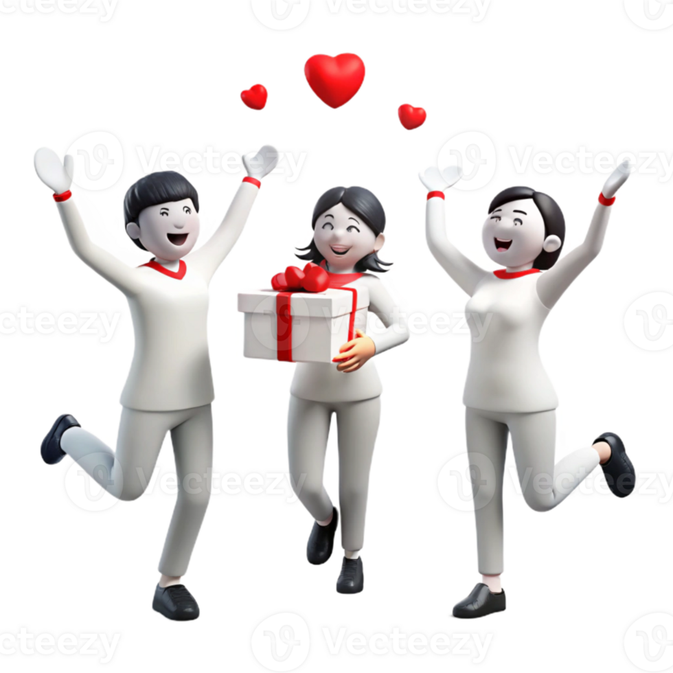 Joyful Celebration with Gift and Hearts png