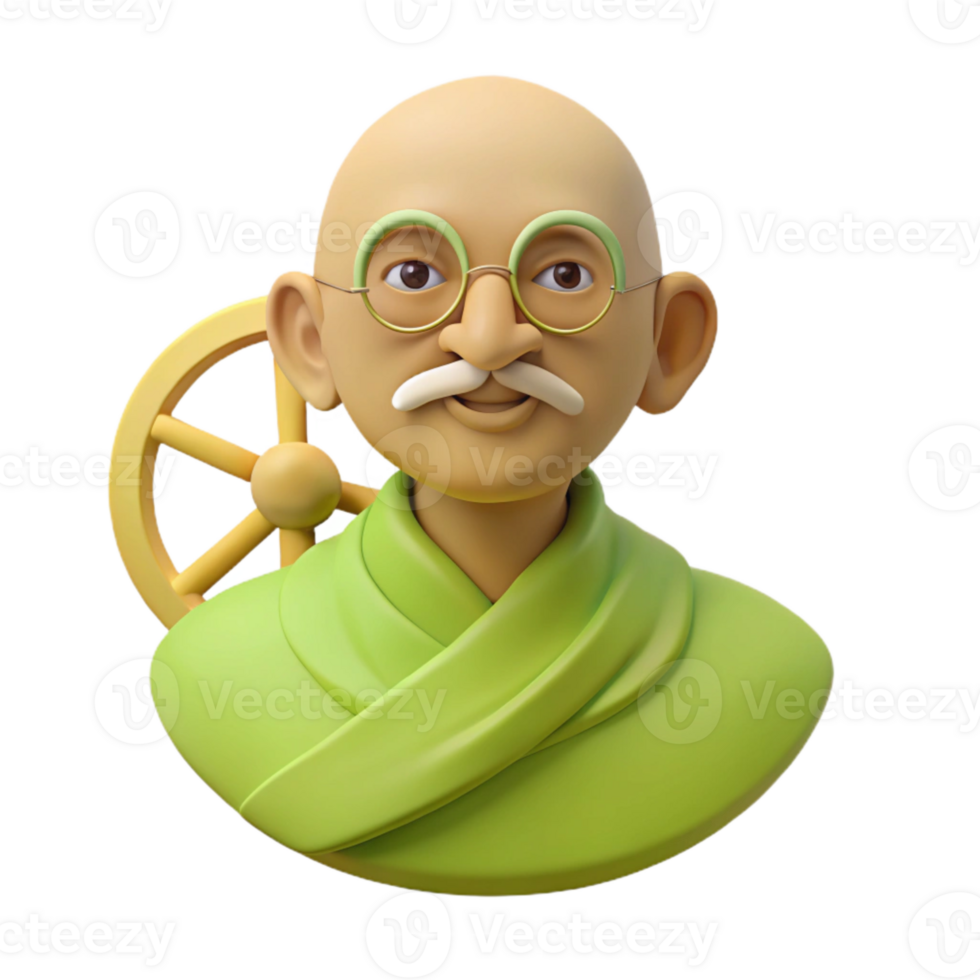 3D Illustration of a Person with a Mustache and Glasses Wearing a Green Robe png
