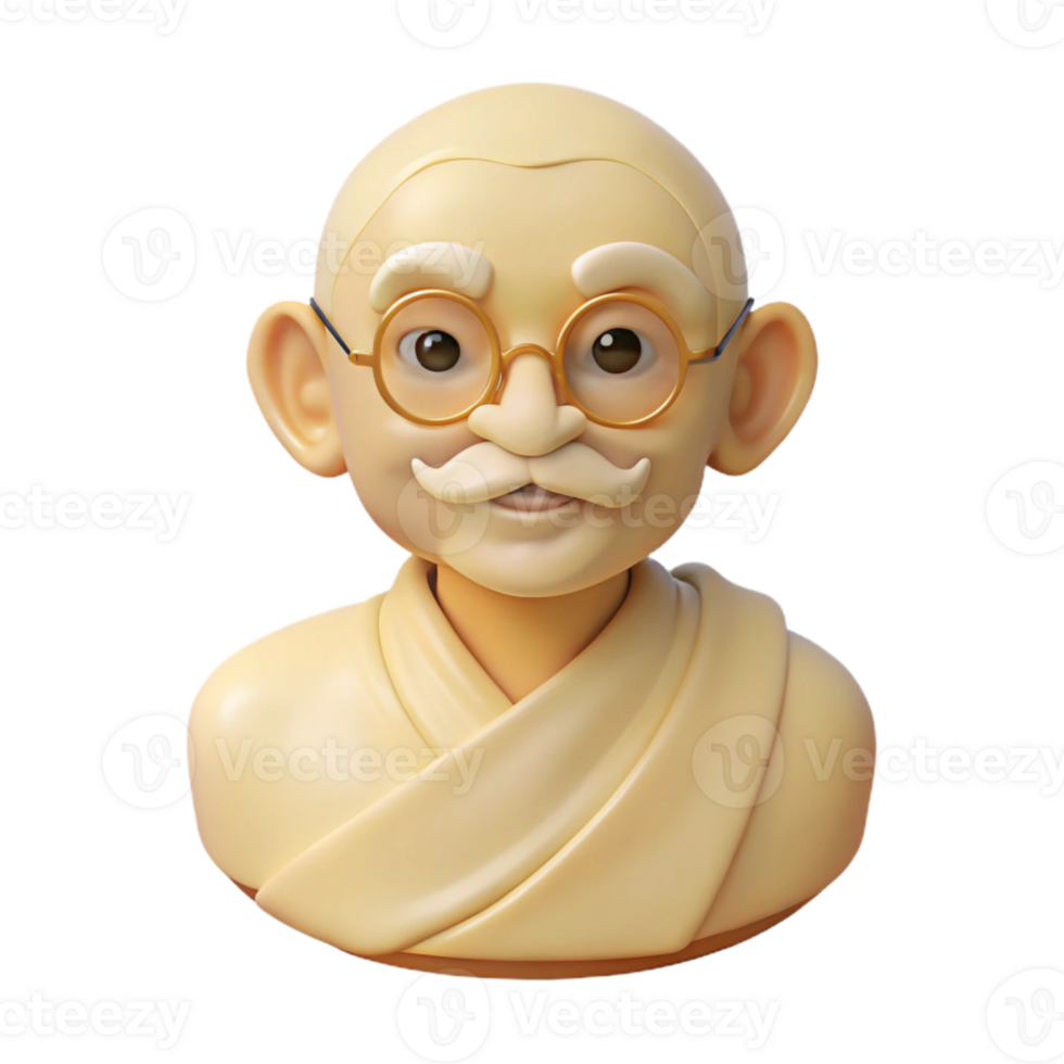 3D Cartoon Bust of a Person Wearing Glasses and a White Robe png