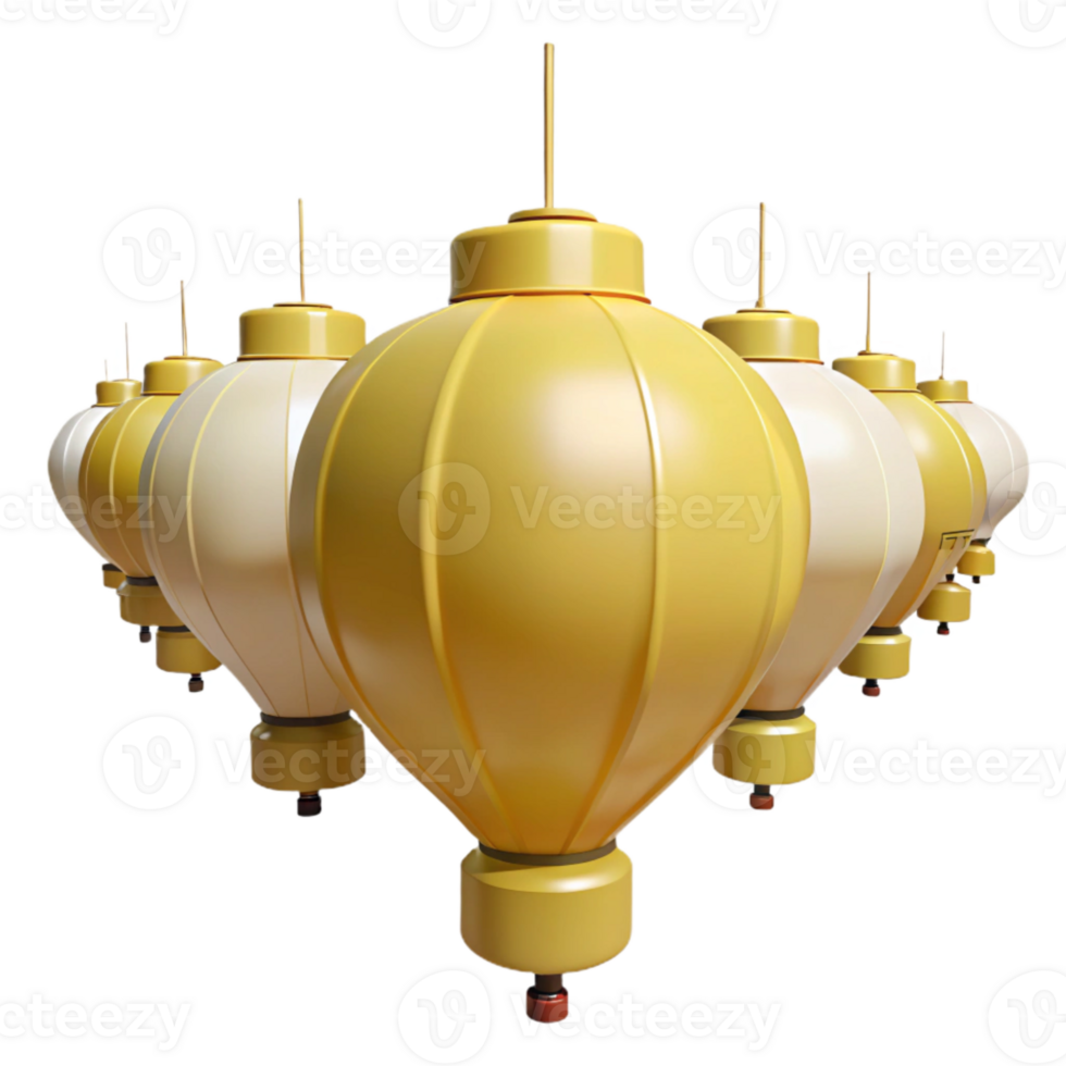 Golden Lanterns Hanging in a Row png
