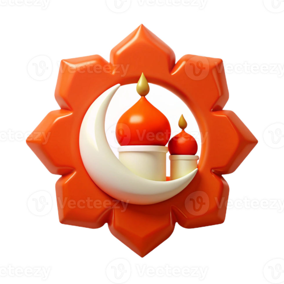 Crescent Moon and Mosque Dome 3D Illustration png