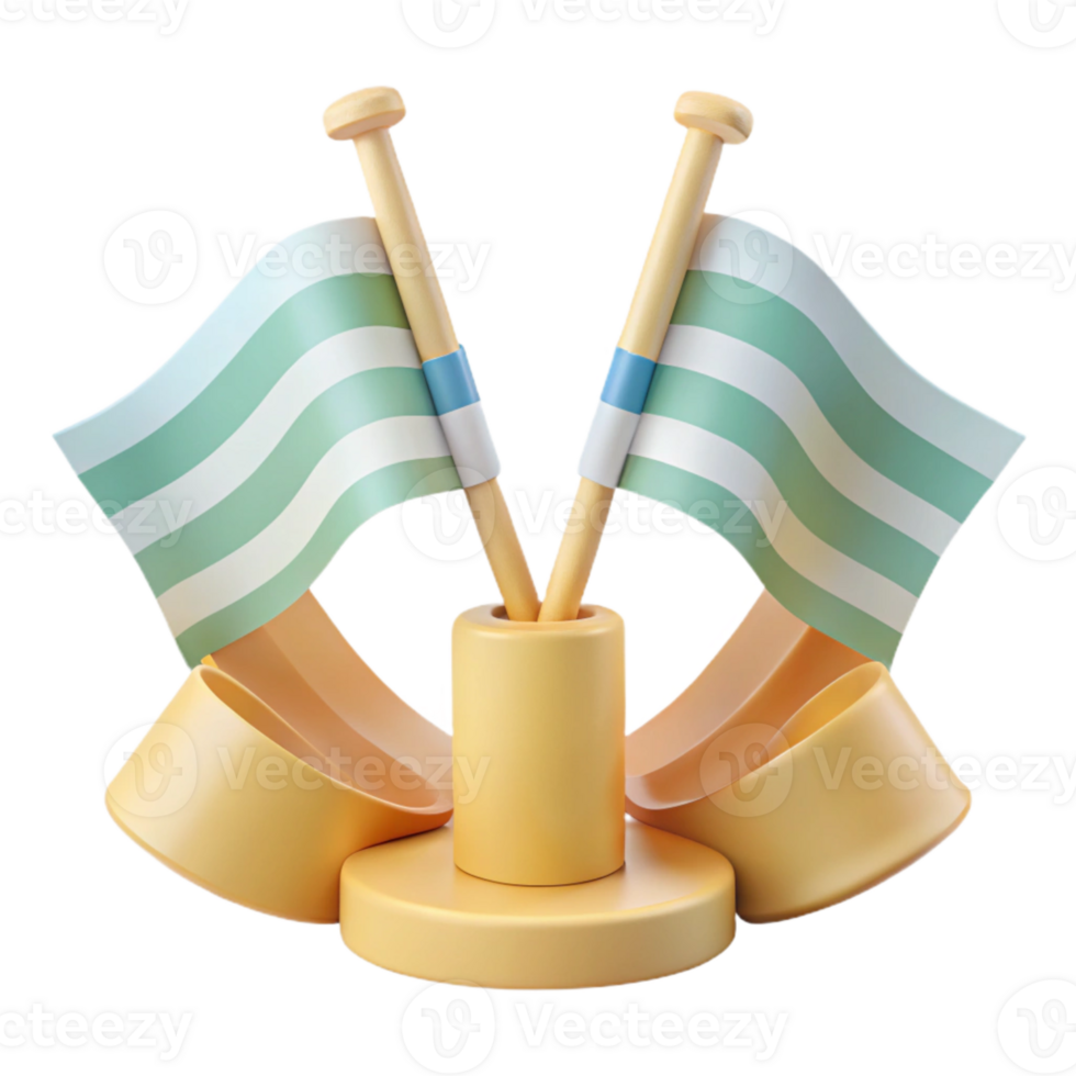 3D Rendered Miniature Flags on a Stand png
