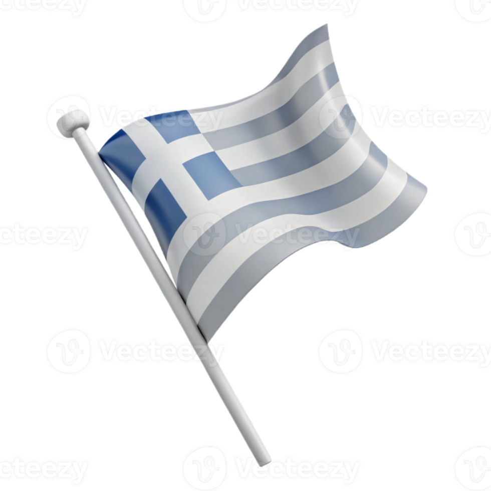 Waving Greek Flag on a Pole png
