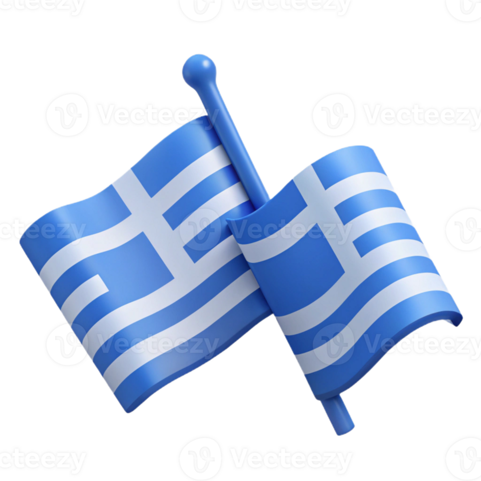 Waving Greek Flag on a Stick png
