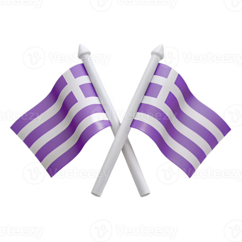 Two Crossed Greek Flags with White Poles png