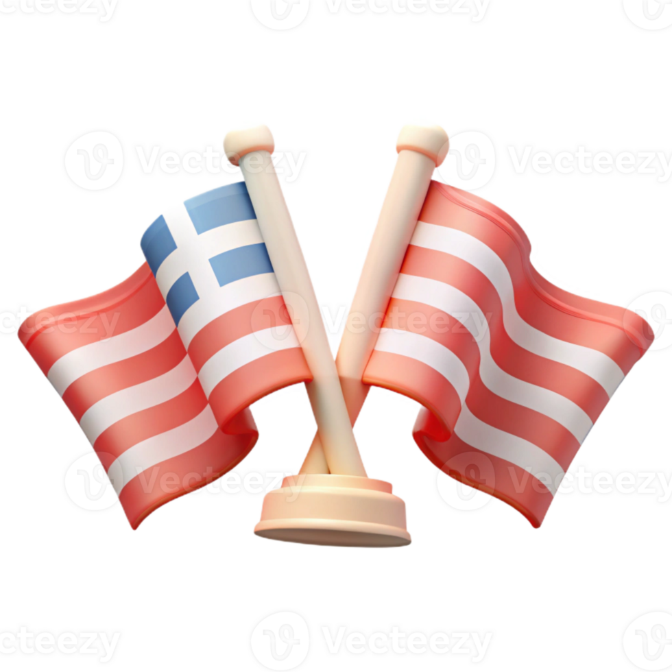 Two Flags Waving on a Stand png