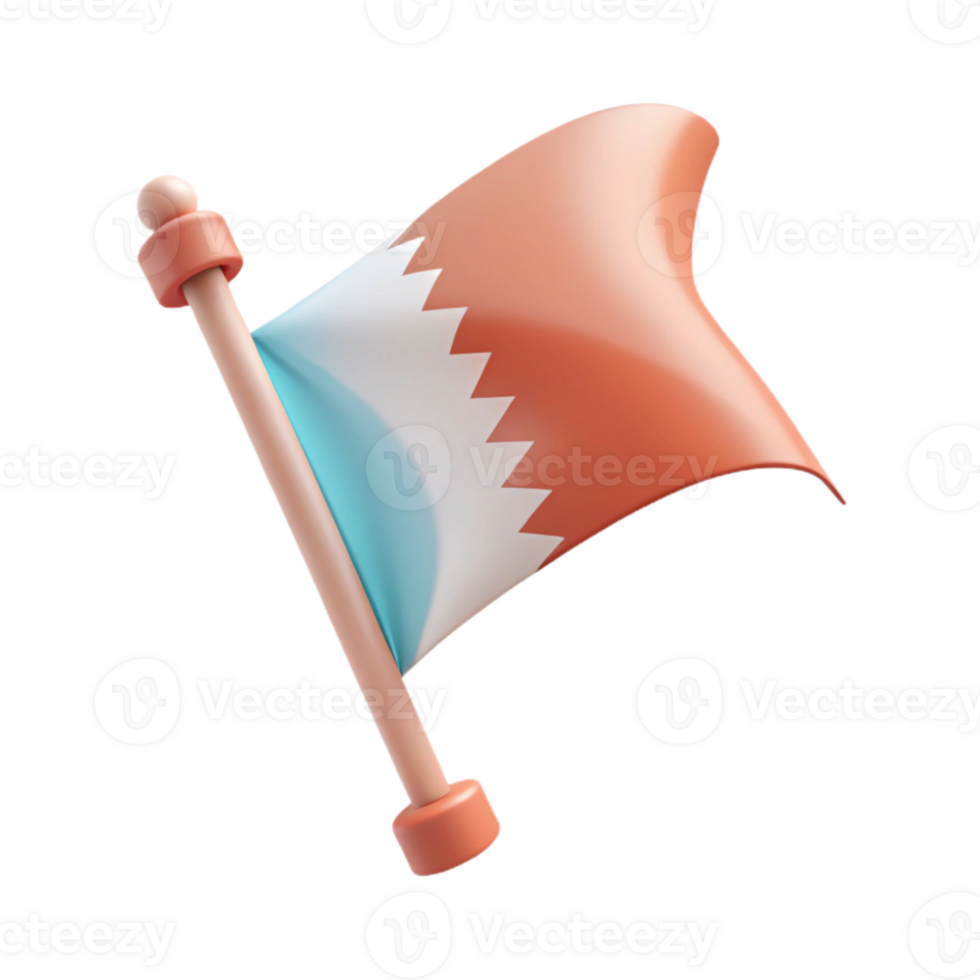 3D Render of a Waving Flag with Red, White, and Blue Colors png