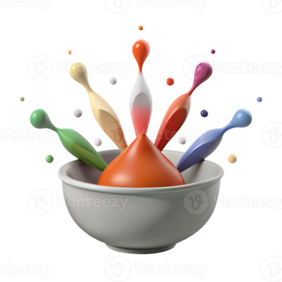 Colorful Liquid Splashes in a Bowl png