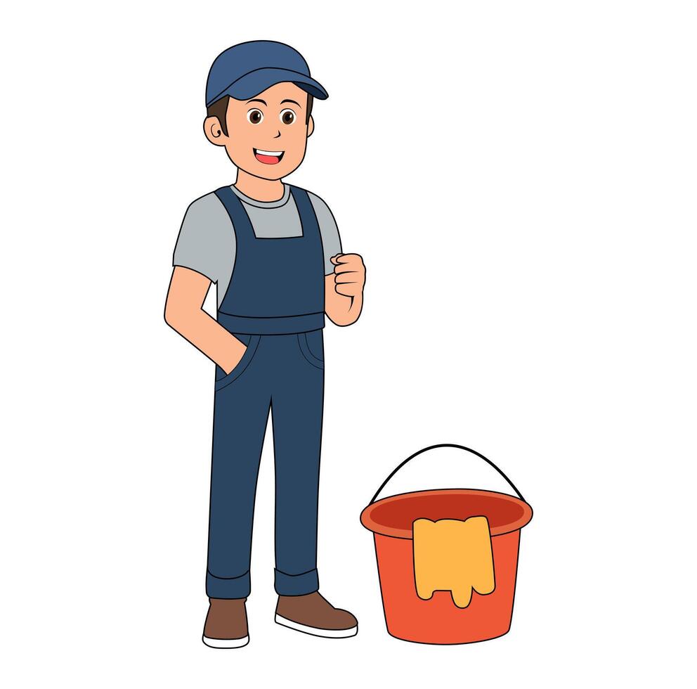 Cartoon Man Trash Collector Vectors