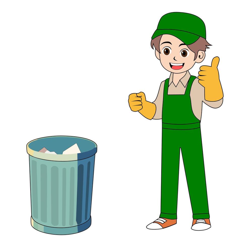 Cartoon Man Trash Collector Vectors