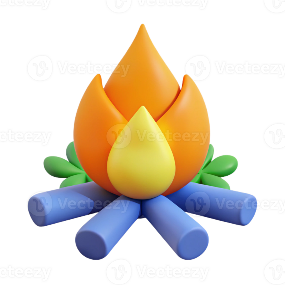 3D Cartoon Campfire Icon Illustration png