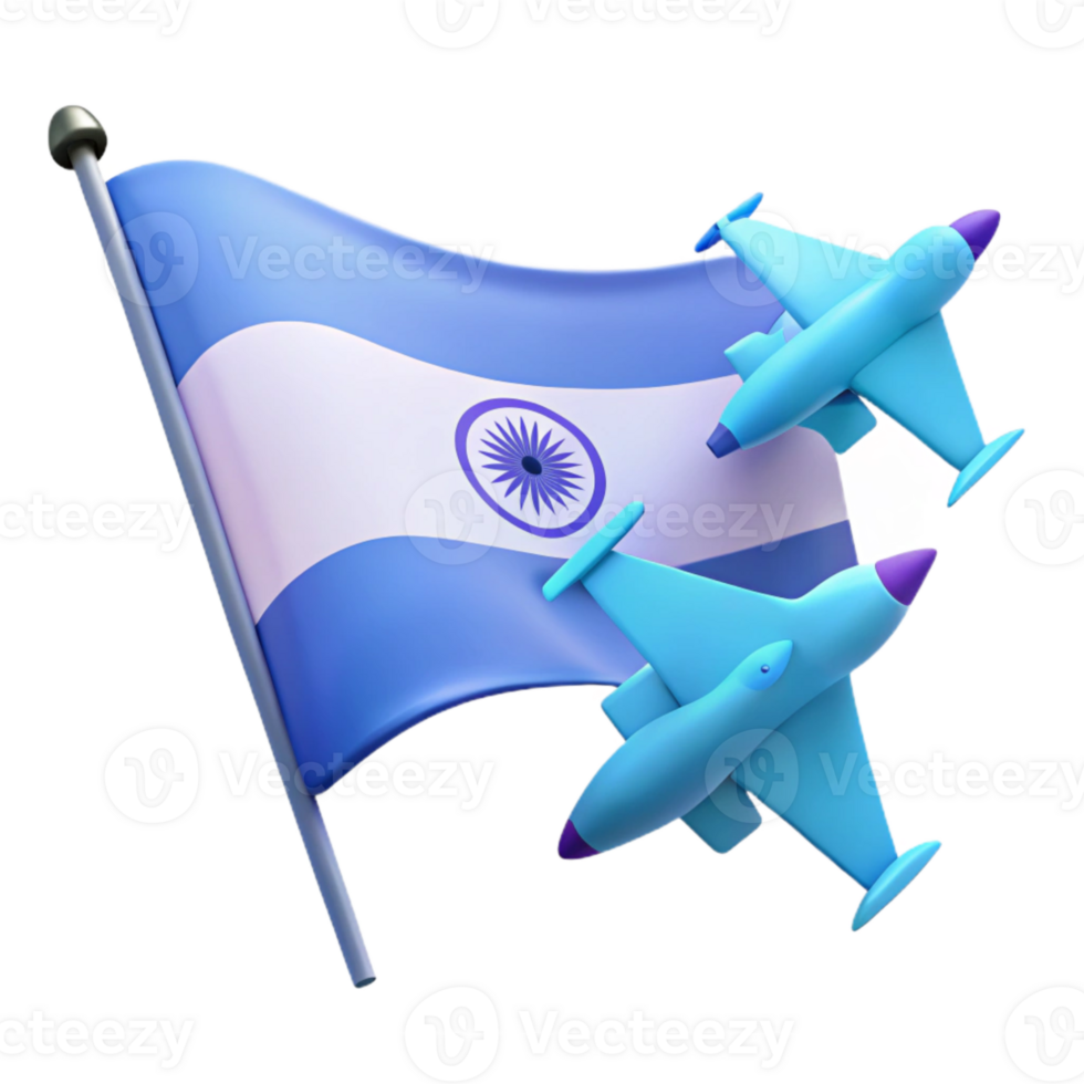 Blue and White Flag with Two Flying Jets png