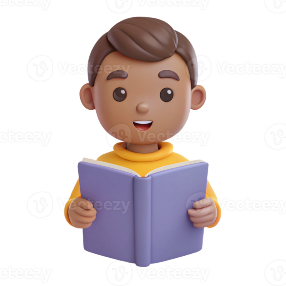 Smiling Boy Holding Open Book png