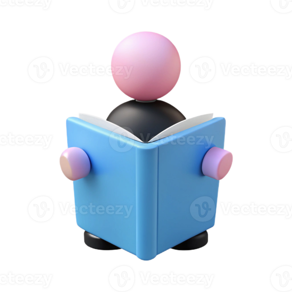3D Illustration of a Person Reading a Book png