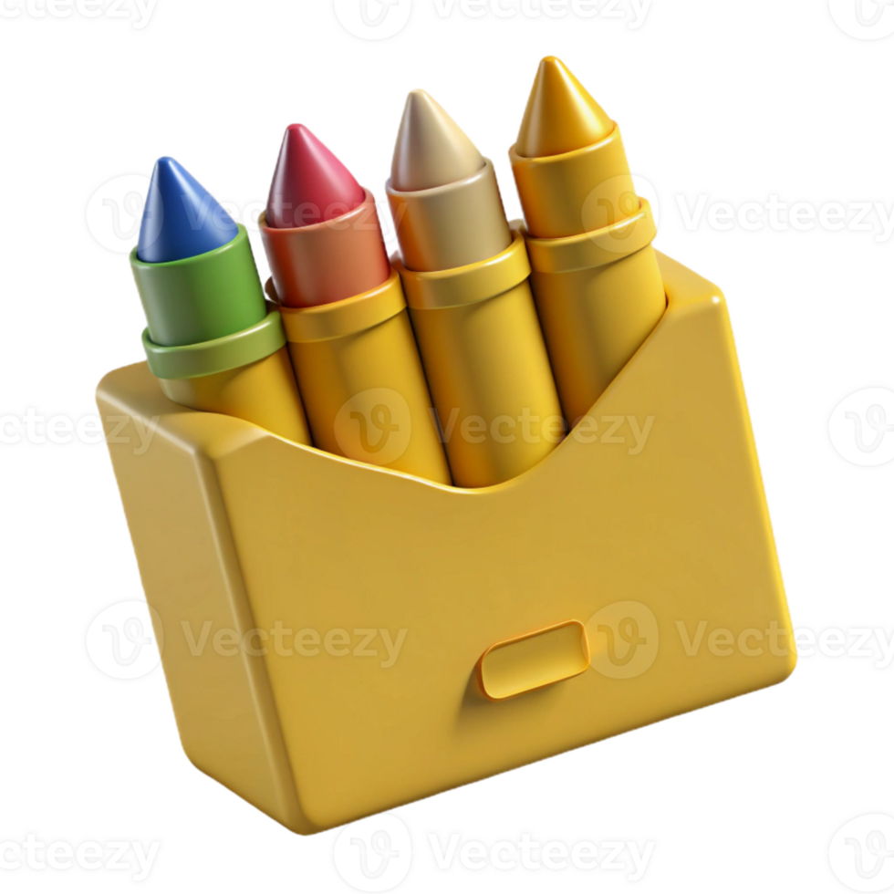 Colorful Crayons in a Yellow Box png