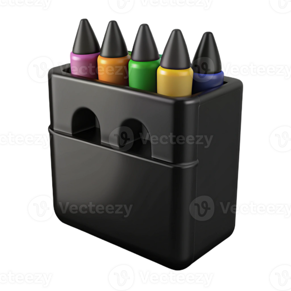 Colorful Crayons in a Black Container png