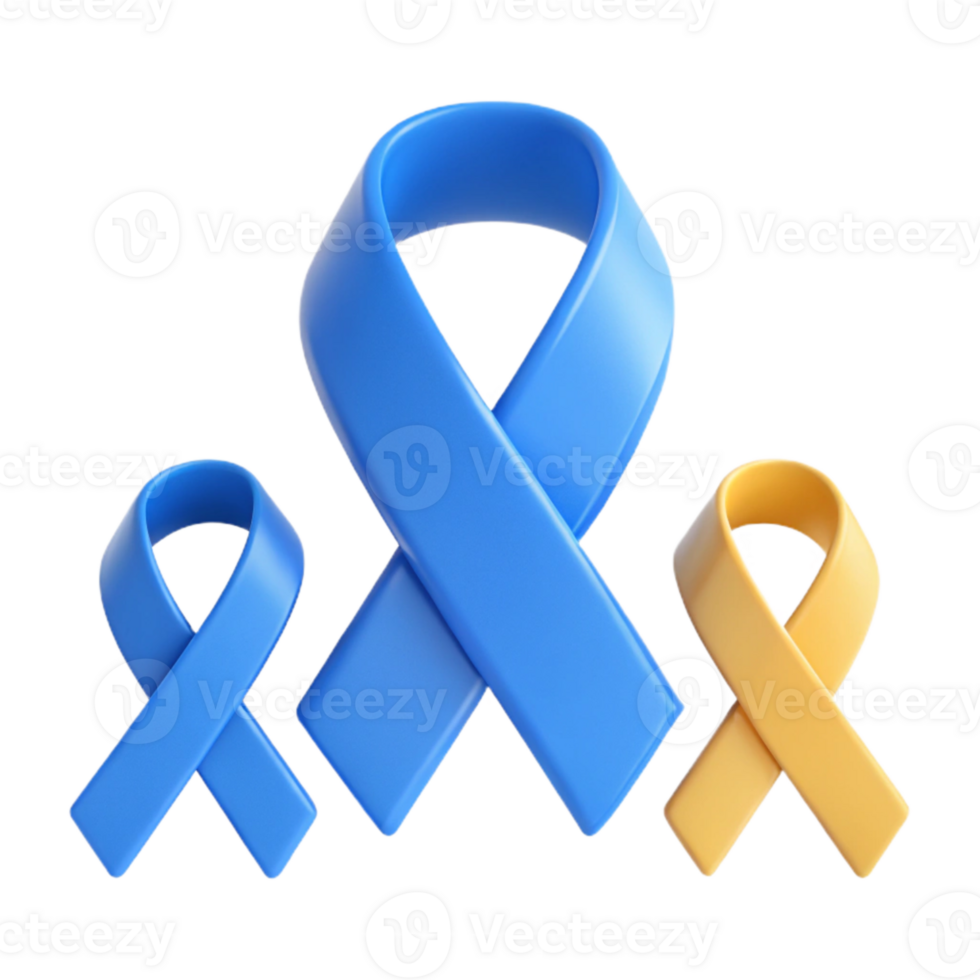 Blue and Yellow Ribbons A Symbol of Support and Awareness png
