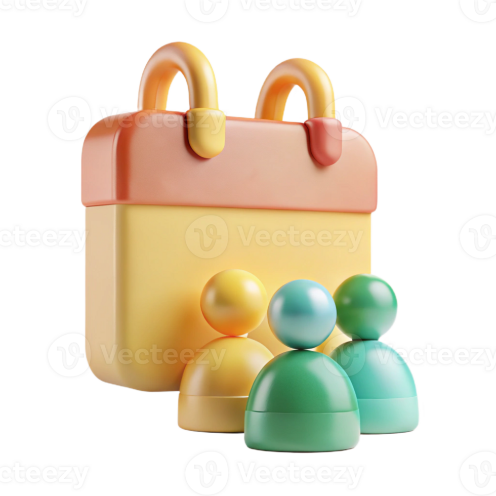 3D Calendar Icon with People png