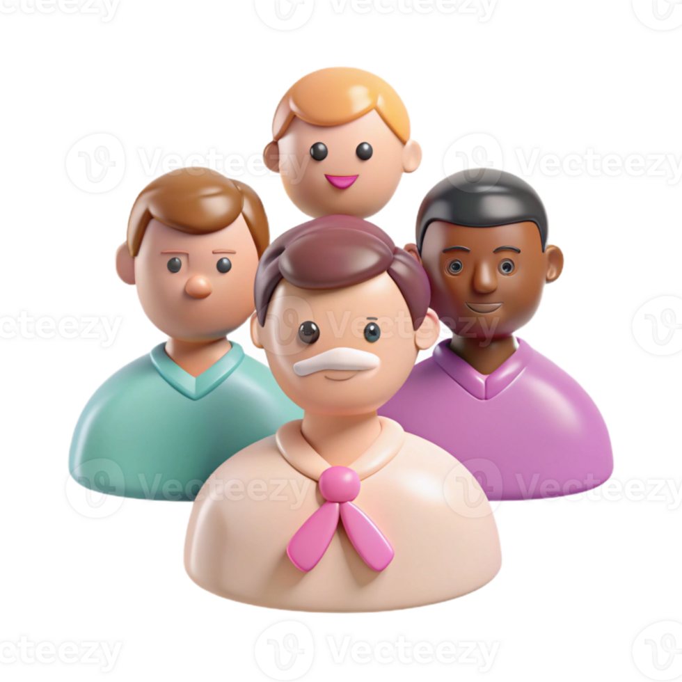 Diverse Group of 3D Cartoon Characters png