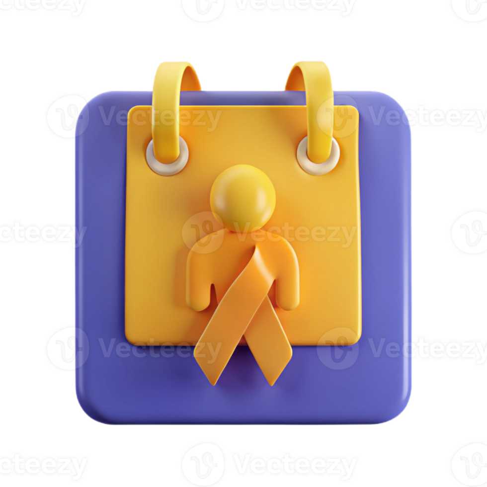 3D Render of Yellow Ribbon on Calendar Icon png