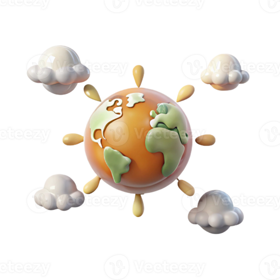Cartoon Earth Surrounded by Clouds png